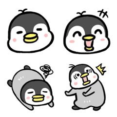 Penguins emoji with various faces