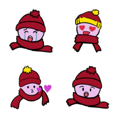 Emoji with a knit hat and scarf