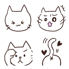 Simple and cute,white cat emoji.