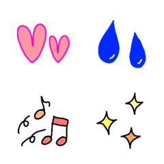 Heart, sweat, note, and glitter emoji
