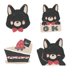 Black cat and red ribbon emoji