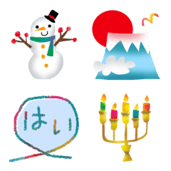 Cute emoji with winter scenery