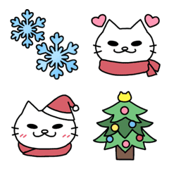 White cat winter emoji