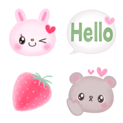 [Rabbit & Bear] Cute natural emoji.