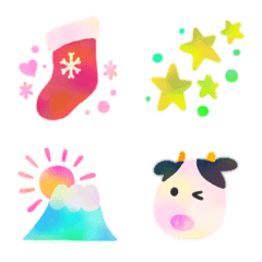 Winter watercolor emoji,frames