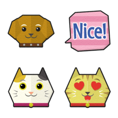 origami dog & cat emoji