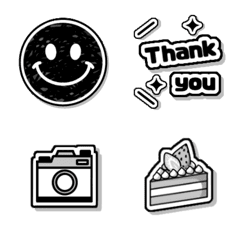 Sticker black and white emoji