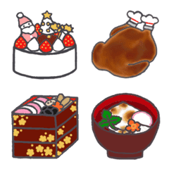 Christmas and New Year's feast Emoji set