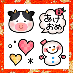 Happy New Year & Winter cute emoji