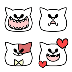 White cat with sharp teeth