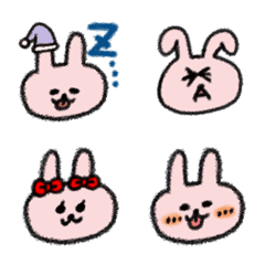 Expressive pink rabbit emoji