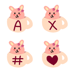 Bunny teacup Cute emoji letters &Number