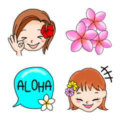 ハワイ　女の子とお花の絵文字
