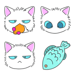 Fluffy cat Emoji Ver01 White cat