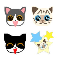 絵文字　ハチワレ　シャムミックス　猫