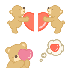 Brown bear Emoji Lots of hearts