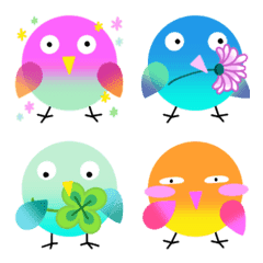 Colorful round bird Emoji
