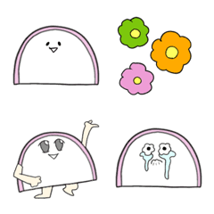 Red and white kamaboko-emoji.