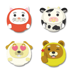 papercut art animal daruma emoji