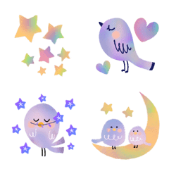 Stars, moon and birds