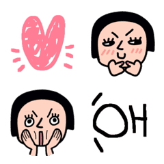 Bob Hair Girls' Facial Expressions Emoji