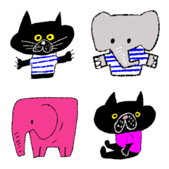 象さんと黒猫ちゃんの絵文字 Emojilist Lineクリエイターズ絵文字まとめサイト
