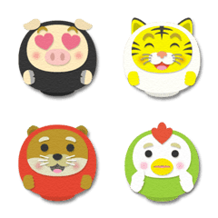 papercut art animal daruma emoji 2