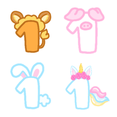 Number animal cute emoji