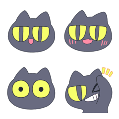 Emoji de gato preto alegre
