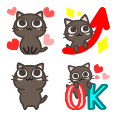 Let's use it! Cute emoji of black kitten
