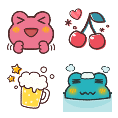 Colorful and Kawaii Frog Basic Emoji