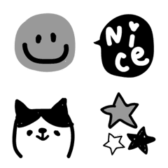Simple and cute emoji in black and white