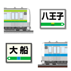 神奈川〜東京 青/黄緑/深緑の電車と駅名標