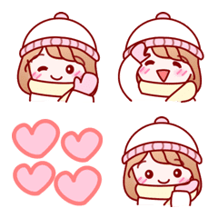 Cute girl Emoji winter 2