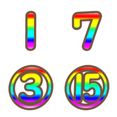 パステルレインボー虹色数字の絵文字1-20