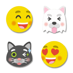 papercut art smiley & cat & dog emoji