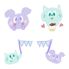 A rabbit and cat of the pastel color