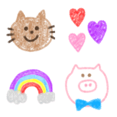 Cute emoji written with crayons