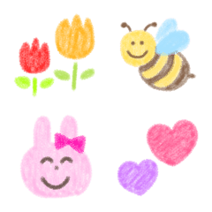 Spring emoji written with crayons