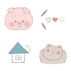 Fluffy pictograms of pigs and bears