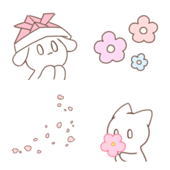 Cat and Rabbit [Spring Emoji]