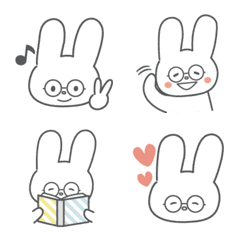 Emoji of a white rabbit with glasses