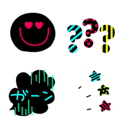 Black and fluorescent emoji
