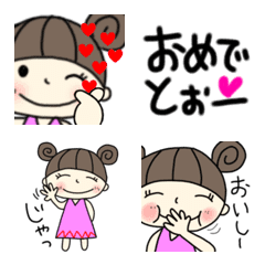 cute girl and cute emoji