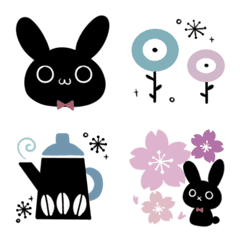 Nordic style Black rabbit Emoji