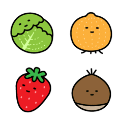 Kawaii vegetables and fruits emoji