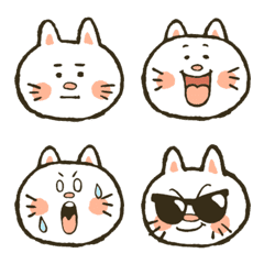 A white cat emoji with intense reactions