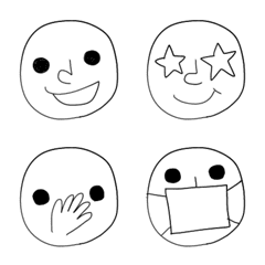 Simple Face emoji BLACK WHITE