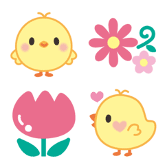 Heartwarming emoji of chicks and flowers