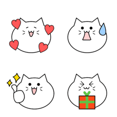 白ネコちゃんの絵文字♪シンプル☆